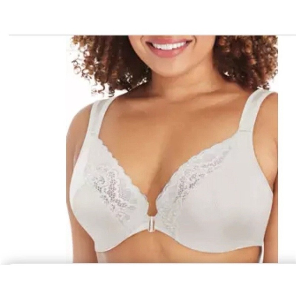 Nwt Playtex 38d Front-Close No-Poke Underwire Bra 4423 Cooling White 129257